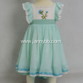 Hot sale embroidered chiffon fabric ruffle dress